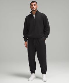 A reimagined classic. These fleece joggers put softness first, so you can bring comfort wherever you go. Designed for Casual. Intended to sit just below ankle for 32"-34" inseam:Roomy fit through glutes and thighs. Zippered hand pockets. Zippered back pocket. Waistband drawcord can be worn inside or out. Lululemon Joggers, Joggers Outfit, Fitted Joggers, Lululemon Men, Jogger Shorts, Mens Joggers, Fleece Joggers, Business Casual Outfits, Tall Guys