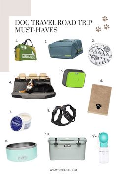 the dog travel road trip must haves for dogs and their owners to pack up