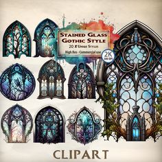 an image of stained glass window styles for different types of windows, including gothic and gothic style