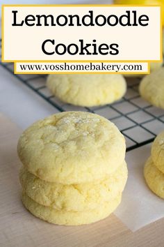 stack of baked lemon cookies. A cooling tray with cookies in the background Lemon Cookies With White Chocolate, Simple Lemon Cookies, Lemon Desserts Cookies, Lazy Cookies Recipe, Cookies That Sell Well, Lemondoodle Cookies, Joe Froggers Cookies, Recipe For Lemon Cookies, Quick Cookies Recipes Easy