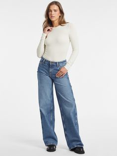 Made to provide support and keep you secure. Our long sleeve body suit is crafted with our organic cotton blend for all-day comfort. Fall Cotton Bodysuit, Long Sleeve Body Suit, Guess Jeans, Body Suit, Long Sleeve Bodysuit, Cotton Fiber, Knit Jersey, Organic Cotton, Women Jeans