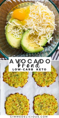 avocado and other food items are shown in this collage with text overlay