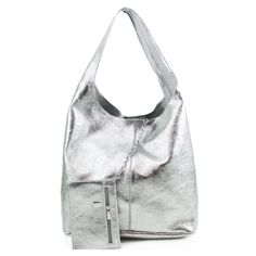 Genuine Leather Metallic Silver Tote bag Rose Gold Tote bag Hobo handbag Silver Shoulder Bag Office bag Travel bag Slouch bag Open top with magdot closure  Additional zipped purse with chain  Silver tone metal hardware  Soft Real Suede  MADE IN ITALY  Handle drop: 38cm  Dimensions: H60cm x W37cm x D16cm Leather Slouch Bag, Slouch Bag, Gold Tote Bag, Slouchy Bag, Slouch Bags, Office Bag, Gold Bag, Metallic Bag, Chain Silver