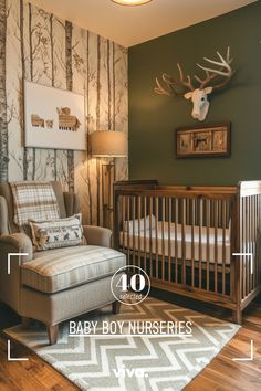 ♥️ Looking for baby boy nursery inspiration? Dive into the charming world of vintage baby boy nursery themes with a touch of western and dinosaur elements. From Ralph Lauren to woodland vibes, this nursery decor idea is perfect for a unique and cozy baby boy room. Explore now! 🦕🌿👶 #babyboynursery #babyboyshower #nurserydecor #vintage #woodland #dinosaur #babyroominspo Simple Woodsy Nursery, Nursery Ideas Western Theme, Hunter Green Boy Nursery, Vintage Cabin Nursery, Cabin Themed Nursery, Woodland Theme Nursery Boy, Southern Baby Boy Nursery, Baby Boy Nursery Hunting Theme, Woodsy Nursery Baby Boy