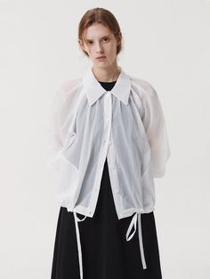 Composition : Nylon 100Country of Origin : Republic of Korea Modern Oversized Shirt With Button Closure, Luxury Garment Washed Cotton Shirt, Luxury Unstructured Button-up Shirt, White Pre-shrunk Cotton Shirt, Cos Shirt, Shirt White, Athleisure, Top Shirt, Showroom