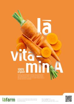 an orange poster with carrots and the words la vita - minna