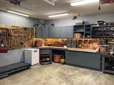 a garage with lots of tools in it