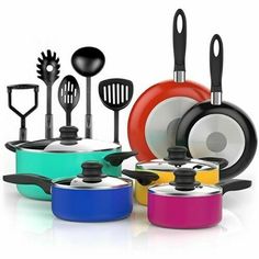 colorful pots and pans are on sale for $ 10 00 at ebay com