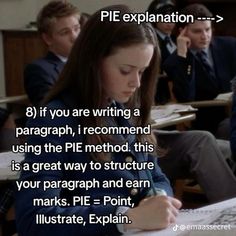 a girl is writing in a classroom with other students behind her and the caption reads,'if you are writing a paragraph, i recommending using the pll method, this is a great way to structure