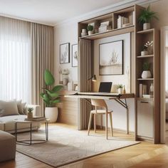 a living room filled with furniture next to a window