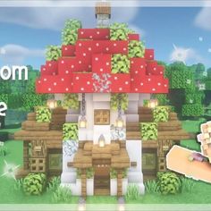 an image of a mushroom house in minecraft