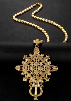 Traditional Habesha Gold-Plated Cross Pendant | Addis Market