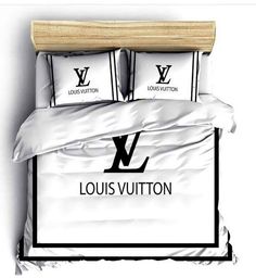 the louis vuitton bedding is white and black