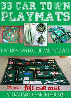 33 car play mats - any one of these would be awesome. Car Play Mats, Car Town, Pochette Portable, Play Car, Mat Ideas, Felt Play Mat, Sewing Toys, Felt Toys, Baby Play