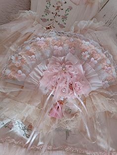 Aesthetic Pink Jewelry, Pink Items Aesthetic, Cupid Oc, Pink Parasol, Fan Outfits, Cherry Blossom Dress, Steampunk Fashion Male, Pink Sakura, Lace Bag