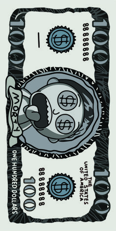 an image of a money bill with different symbols on it