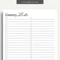 Blank Grocery List Printable Template – Digital Download for Organizing Shopping with sections for item names Blank Grocery List, Grocery Shopping List Printable, Shopping List Printable, Printable Grocery List, Grocery Planning, Food Shopping List, Grocery Shopping List, Meal Planners, Grocery List Printable