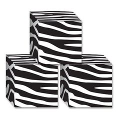 three black and white zebra print napkins