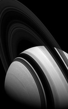 saturn's rings are shown in black and white