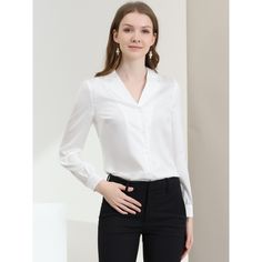 Complete your chic style with this satin button-up shirt. This satin button-up shirt features button cuffs and a notch collar perfectly. Pair it with jeans and work pants for your casual chic look. To create an elegant image with a classic design. Look smart and classic in this shirt finished with solid color fabric. With shiny and smooth fabric, this satin shirt makes you look elegant and romantic. Satin Button Down Shirt, Satin Button Up, Business Casual Shirts, Miss World, Satin Shirt, Notch Collar, Miss Universe, Suit Pants, Color Fabric