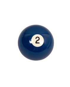 a blue pool ball with the number two on it's side, against a white background