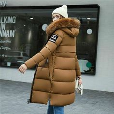 Hot Women's Winter Slim hooded Long Padded jacket Cotton jacket Coat Parka | eBay Winter Outerwear With Double-lined Hood For Outdoor, Winter Outdoor Outerwear With Double-lined Hood, Winter Outerwear With Double-lined Hood, Long Sleeve Parka With Detachable Hood For Cold Weather, Winter Hooded Outerwear With Pockets, Khaki Winter Outerwear For Streetwear, Khaki Winter Streetwear Outerwear, Trendy Hooded Parka For Cold Weather, Casual Hooded Puffer Jacket For Fall