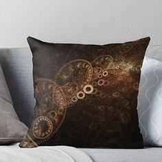 Super soft and durable 100% spun polyester Throw pillow with double-sided print. Cover and filled options. Golden gears with a steam punk feel Steam Punk, Pillow Sale, Steam, Throw Pillow, Double Sided, Throw Pillows, Pillows, For Sale