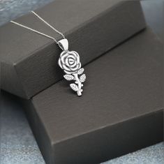 Made With Sterling Silver Artisan Rose Flower Pendant Necklace Oxidized Design Comes With 18" Sterling Silver Cable Chain Pendant and Chains Stamped 925 Comes with Chamonix Gift Pouch Rose Sterling Silver Jewelry For Valentine's Day, Sterling Silver Necklace With Rose Flower Pendant, Sterling Silver Rose Design Jewelry For Gift, Valentine's Day Sterling Silver Rose Jewelry, Sterling Silver Rose Flower Jewelry, Silver Flower Pendant Jewelry With Rose Design, Silver Flower-shaped Necklace With Rose Design, Silver Flower Necklace With Rose Design For Gift, Silver Rose Design Flower Necklace As Gift