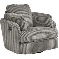 the reclining chair is made from grey cord