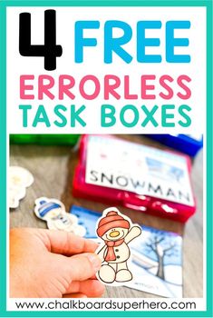 a hand holding up a sticker with the text 4 free errorless task boxes