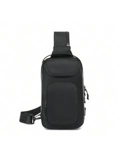 Crossbody Sling Shoulder Bag Travel Hiking Chest Bag Daypack Black     Colorblock,Plain    Men Bags, size features are:Bust: ,Length: ,Sleeve Length: Black Portable Chest Bag For School, Black Rectangular Chest Bag For Outdoor Activities, Black Backpack With Mobile Phone Bag For Outdoor, Black Chest Backpack With Cell Phone Pocket, Multifunctional Black Crossbody Chest Bag, Multifunctional Black Chest Bag Backpack, Multifunctional Chest Bag For Mobile, Black Chest Bag Backpack For Mobile Phone, Black Rectangular Chest Bag For Outdoors