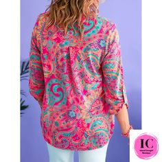 This bold blouse is going to be a spring favorite! All of those colors are so rich and we love that bold paisley print! This blouse will style great with capri for a day at the office or with jeans for grabbing lunch with the gals! 95% Polyester,5% Elastane Machine Wash in cold water is recommended Also, Available at our shops inside The Shops at BrickCity Fort Smith, AR Trendy Long Sleeve Tops With Paisley Print, Long Sleeve Paisley Print Top For Day Out, Fall Multicolor Paisley Print Blouse, Trendy Long Sleeve Blouse With Paisley Print, Fall Vacation Top With Paisley Print, Fall Vacation Tops With Paisley Print, Spring Paisley Print Blouse For Day Out, Casual Spring Blouse With Paisley Print, Casual Paisley Print Blouse For Spring