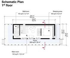 the floor plan for a small house with an attached bathroom and living room, as well as