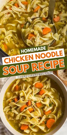 Always a cozy winter dinner! This easy healthy recipe for Homemade Chicken Noodle Soup must be on your comfort food ideas. Loaded with vegetables, this winter soup is hearty and flavorful! Pin this for later!