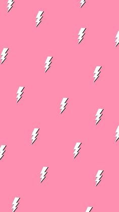 a pink background with white lightning strikes