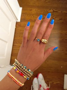 Bright Blue Acrylics, Nails For Spring Break 2024, Bright Blue Gel Nails, Bright Royal Blue Nails, Poolside Blue Nails, Bright Blue Nail Ideas, Blue Nails Preppy, Blue Bright Nails, Preppy Nails Gel