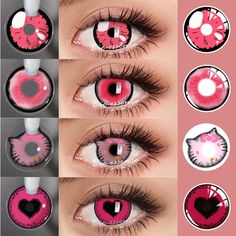 ❤ It helps change the color of pupils, makes your eyes look bigger and get you more beautiful. ❤ Nice for Party, Cosplay, Fashion Show, Halloween Makeup, etc. ❤ Safe, comfortable and durable, can be used for 1 year. ❤ Type: Colored Contact Lenses Material: HEMA ❤ Lens BC: 8.60mm ❤ Water Content: 42% ❤ Replacement Cycle: 12 Month ❤ Prescription Power: 0.00 If you are not satisfied with the order, please contact our customer service before leaving a comment, we will definitely provide you with a s Cool Contacts, Eyes Look Bigger, Pink Lenses, Pink China, Colored Contact Lenses