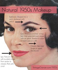 Authentic 1950s Makeup History and Tutorial 1950s Makeup Tutorial, 1950's Makeup, Make Up Guide