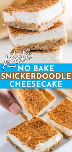 keto no bake snickkerdoodlele cheesecake on a white plate