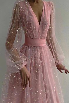 Elegant Bronzing Sequined V Neck Evening Dress Dresses – xakxx Chique Outfits, Fairytale Dress, Prom Outfits, Grad Dresses, Pink Midi Dress, Ball Gown Dresses, Looks Chic, Birthday Dresses, Looks Vintage