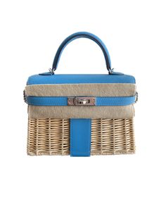 Hermès Mini Kelly 20 Picnic Blue du Nord Osier/Swift With Silver Hardware - AG Concierge Fzco Mini Kelly, Hermes Handbags, Hermes Bags, Fashion Runway, Hermes Bag, High Jewelry, Silver Hardware, Full Set, Swift