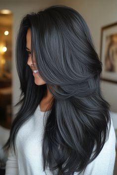 28 Radiant Layered Hairstyles for Thin Hair You Can’t Ignore in 2024 – CreativeBooster Voluminous Layers, Embrace Natural Beauty, Layered Hairstyles, Shag Haircut, Cut It, Layered Hair, Soft Black, A Bad, Natural Beauty