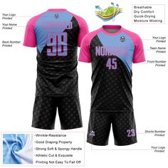 Order the jersey with special name & number you want from our shop, making a vibrant look on the field or daily life! Features: 1. Material: Made from 100% polyester wicking knit with 95% polyester / 5% spandex wicking pinhole mesh 2. Jerseys with sublimation printed name and numbers 3. Moisture-wicking fabric has spongy handle, good draping property and elasticity as well as good dimensional stability and wrinkle-resistance 4. Breathable & Quick-Drying 5. Athletic Cut & Exquisite stitching not easy to fall off 6. Slim fit follows your body's shape closely to let you move freely 7. Ventilated mesh panel insertsy 8. Set includes jersey, shorts with drawstring elastic waistband 9. Tagless Collar offers clean comfort 10. Machine washable, tumble dry low 11 Imported Pink Jersey With Sublimation Print For Sports Season, Pink Jersey For Team Events With Team Spirit, Pink Jersey For Team Events, Pink Jersey For Team Events, Team Spirit Style, Pink Moisture-wicking Jersey For Sports Events, Pink Moisture-wicking Sports Jersey, Pink Sports Jersey With Sublimation Print, Pink Sports Jersey With Team Name, Pink Jersey With Team Name For Team Spirit