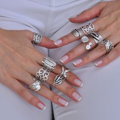 ❀ I made this Adjustable Boho ring for you, to make you look elegant. A Chunky ring that can fit perfectly to all styles. You will look elegant when you wear this boho ring. Knuckle Ring stands out with flashy designs. If you have a modern and rebellius style,this Statement ring is for you. ❀ It is a Full Finger Ring ring with sterling silver plated matte finish. ❀ All the Ethnic rings are adjustable in the back. Rings are easy to adjust and would fit fingers size US 4 and up ❀ If you are lookin Bohemian Rings With Unique Metal Variations, Bohemian Rings With Unique Variations, Bohemian Metal Rings With Unique Variations, Handmade Vintage Style Midi Rings, Trendy Handmade Silver Midi Rings, Silver Trendy Handmade Midi Rings, White Bohemian Metal Rings, Handmade Trendy Stackable Rings, Bohemian White Midi Rings For Gift