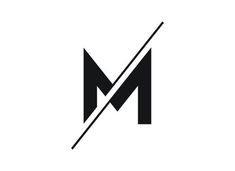 the letter m is inscribed in black and white with a diagonal line on top of it