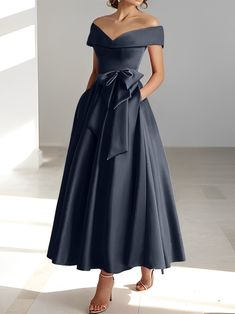 A-Line/Princess Off-the-Shoulder Mother of the Bride Dresses with Pock - Mondressy