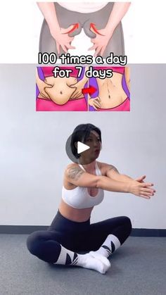 a woman doing yoga poses with the caption 10 times a day for 7 days