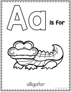 the letter a is for alligator coloring page with an animal on it's back