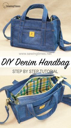 the diy denim handbag is easy to sew and can be used as a purse