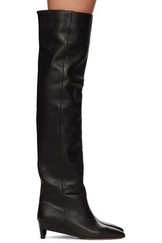 Isabel Marant: Black Lisali Tall Boots | SSENSE Luxury Leather Over-the-knee Boots, Black Over-the-knee Calf Leather Boots, Tall Boot, Loeffler Randall, Tall Boots, Thigh Highs, Isabel Marant, Leather Boots, Fashion Inspo